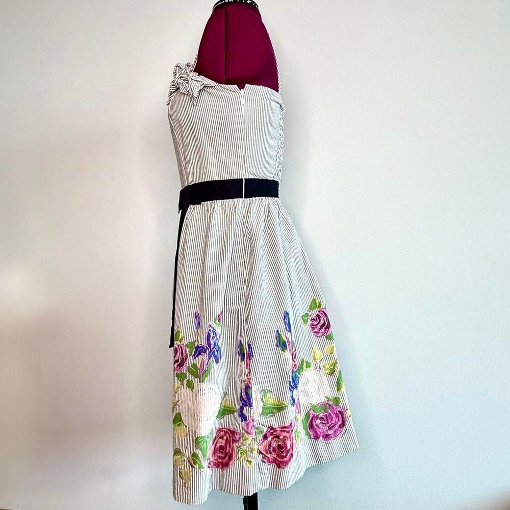 NWOT Anthropologie Velvet Somewhere Anywhere Dress Roses Ruffle Zip Size 10 - Picture 2 of 6